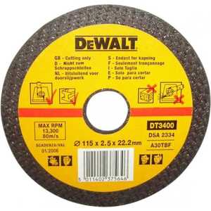 Диск отрезной DeWALT 115х22.2х2.5мм (DT 3400)