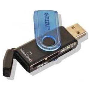 Картридер Ginzzu GR-412B black Blue карты памяти