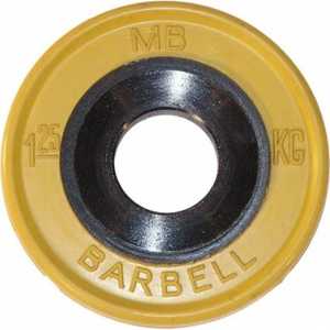 Диск обрезиненный MB Barbell 51 мм 1.25 кг желтый 