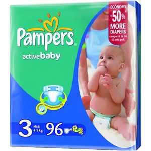 Подгузники Pampers "Active Baby" 4-9кг 96шт 4015400265146