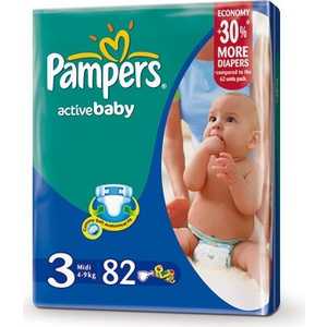 Подгузники Pampers "Active Baby" 4-9кг 82шт 4015400265085