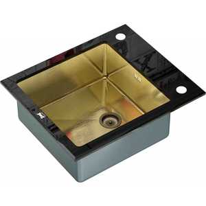 Мойка кухонная ZorG inox-glass 600x510 (gl-6051-black-bronze)