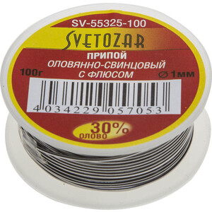Припой СВЕТОЗАР оловянно-свинцовый 30процентов Sn/70процентов Pb 100гр (SV-55325-100)