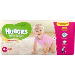 Подгузники Huggies "Ultra Comfort" 10-16кг 60шт Mega Pack для девочек 5029053543758