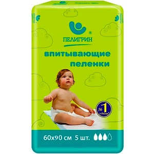 Пеленки впитывающие Пелигрин 60х90см 5шт 4607122560359