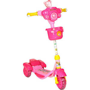 Самокат 3-х колесный Leader Kids с мишкой (розовый) XG5201P-001