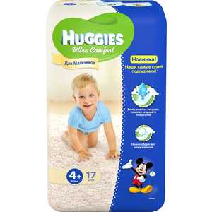 Подгузники Huggies "Ultra Comfort" 10-16кг 17шт для мальчиков 5029053543772