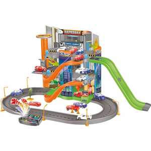 1Toy Парковка 3 уровня (6 машин, лифт, трек, 3 горки), со звуком и светом Т55876