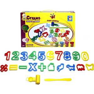 Тесто для лепки 1Toy Учим цифры с трафаретами Т54848