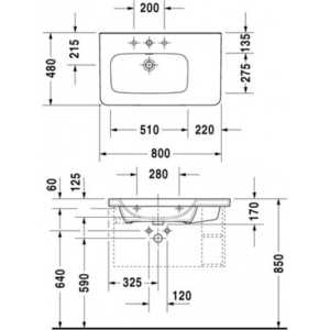 Раковина мебельная Duravit Durastyle с полкой (2325800000) от ТЕХПОРТ Раковина мебельная Duravit Durastyle с полкой (2325800000) от ТЕХПОРТ