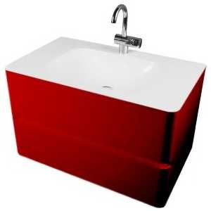 Тумба под раковину Am.Pm Serenity 80 подвесная ящики бордо глянец (M40FHX0802RG)