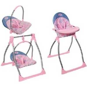 Стульчик Zapf Creation 3 в 1 Baby Born качели и переноска 816-189