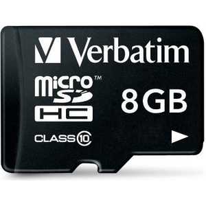 Verbatim microSD 8GB Class 10 (SD адаптер) (44081)