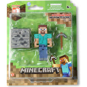 Minecraft Игровой набор "Стив", 3 предмета Стив, куб земли, кирка Т57230