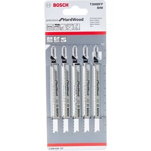 Пилки для лобзика Bosch 117мм 5шт T308BFP Precision for Hard Wood (2.608.636.737)