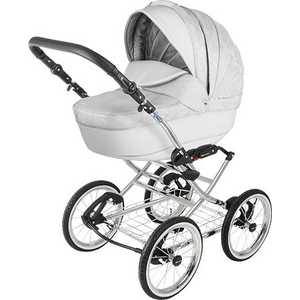 Коляска модульная 2 в 1 BEBE-MOBILE "Santana Ecco" (белый/принт) эко-кожа 768S
