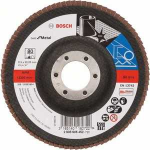 Круг лепестковый торцевой Bosch 115х22.2мм K80 Best for Metal (2.608.605.452)