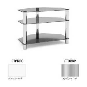 Стойка под аппаратуру MetalDesign Flatform TV 11 каркас серебристый/стекло прозрачное
