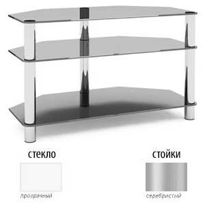 Стойка под аппаратуру MetalDesign Flatform TV 12 каркас серебристый/стекло прозрачное