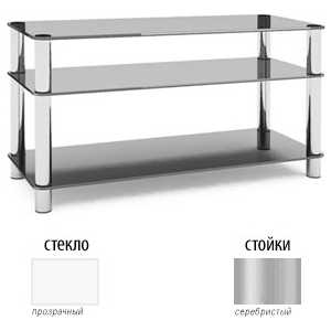 Стойка под аппаратуру MetalDesign Flatform TV 15 каркас серебристый/стекло прозрачное
