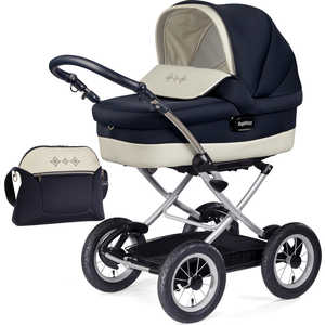 Коляска-люлька Peg-Perego Culla auto cristal с шасси velo 58.5 Nero (темно-синий/белый)