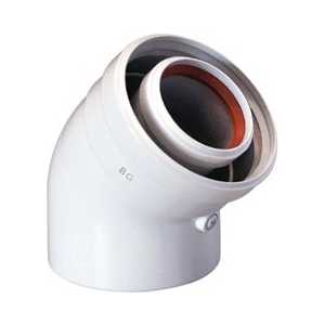 Отвод BAXI коаксиальный DN 60/100 45 градусов (Для котлов MAIN и ECO3 compact) (KHG 714102310)