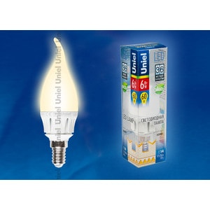 Светодиодная лампа Uniel LED-CW37-6W/WW/E14/FR ALM01WH