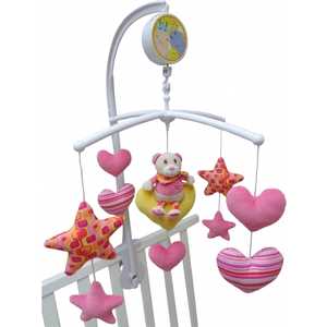 Музыкальный мобиль I-Baby Мишка на сердечке розовый B-13128