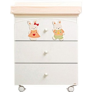 Пеленальный комод Mibb Poppi Conigletti Bianco белый BG641RCBO