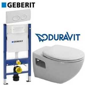 Комплект Geberit инсталляции SET с белой клавишей и унитаза с сиденьем Duraplus (458.115.11.1+2547090000+0064190096)