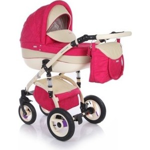 Коляска 2 в 1 Jetem Sofi Eco жаккард/коралловый/белая кожа 4