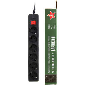 Сетевой фильтр Гарнизон EHB-6 1.8м 6 розеток, black