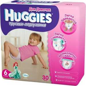 Трусики-подгузники Huggies 6 для девочек (16-22кг) 30 шт 9401642