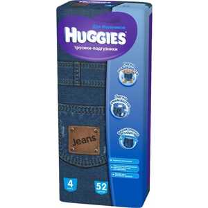 Трусики-подгузники Huggies Джинс 4 для мальчиков (9-14кг) 52 шт 9401423