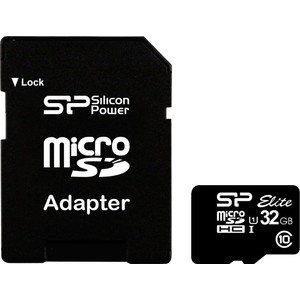Карта памяти Silicon Power 32Gb MicroSDHC Class 10 UHS-I, SD adapter (SP032GBSTHBU1V10-SP) silicon power elite microsdhc 32gb uhs i class 10 карта памяти адаптер