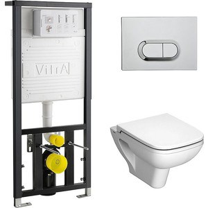 Комплект Vitra S20 унитаз с сиденьем микролифт + инсталляция + кнопка хром (9004B003-7204)
