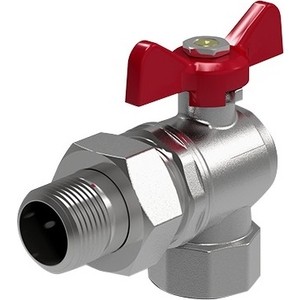Кран ROYAL Thermo шаровый Optimal латунный УГЛОВОЙ резьбы гайка-штуцер накидная гайка ручка бабочка 3/4" (RTO 07024)