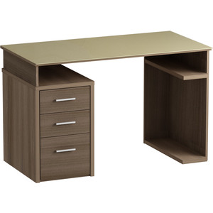 Письменный стол MetalDesign Кварт MD 777.04-04.10 корпус-ясень темный/ стекло-крем