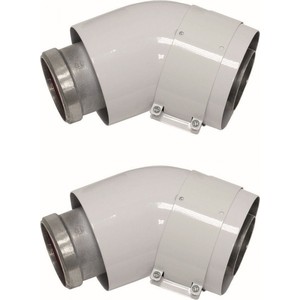 Отвод Vaillant 45 град DN 60/100 белый (2 шт) в комплекте с соединительным хомутом (303809)