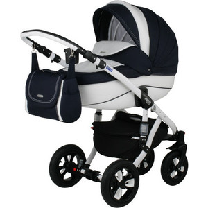 Коляска BEBE-MOBILE Mario Белый Перфорированный в Квадратик - Черный (KBMM-0555PIK10)