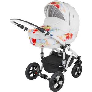 Коляска 2 в 1 BEBE-MOBILE Toscana Eko Белый в Принт (Цветы) - Белый (KBMTES100-02161S)