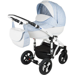 Коляска 2 в 1 BEBE-MOBILE Toscana Eko Белый - Св. Голубой в Принт (KBMTES50-0217723S)