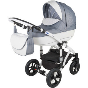 Коляска BEBE-MOBILE Toscana Eko Белый - Серый с Темно-Синим вкраплением (KBMTES50-0217786S)