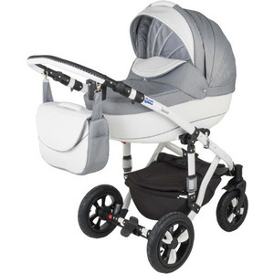 Коляска 2 в 1 BEBE-MOBILE Toscana Eko Белый - Серый с Черным вкраплением (KBMTES50-0217783S)