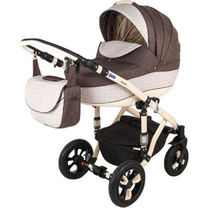 Коляска 2 в 1 BEBE-MOBILE Toscana Бежевый в Квадратик - Коричневый (KBMT-021584L)