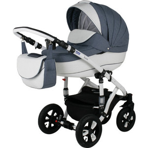 Коляска 2 в 1 BEBE-MOBILE Toscana Белый Перфорированный в Квадратик - Графит (KBMT-0215PIK11)
