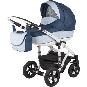 Коляска 2 в 1 BEBE-MOBILE Toscana Голубой в Принт - Темно-Синий (KBMT-0215245W)