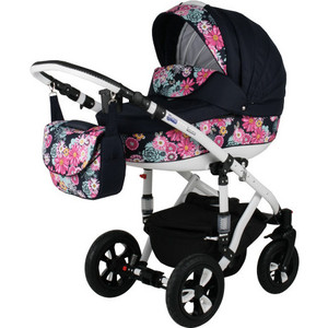 Коляска BEBE-MOBILE Toscana Принт (Цветы) - Темно-Синий (KBMT-0215565G)