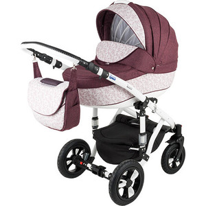 Коляска BEBE-MOBILE Toscana Розовый в Принт - Бордовый (KBMT-0215232W)