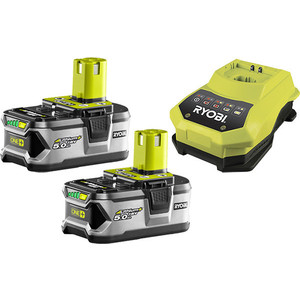 Зарядное устройство Ryobi RBC18LL50 с 2 аккумуляторами 18В 5Ач Li-ion One+ (3002481)